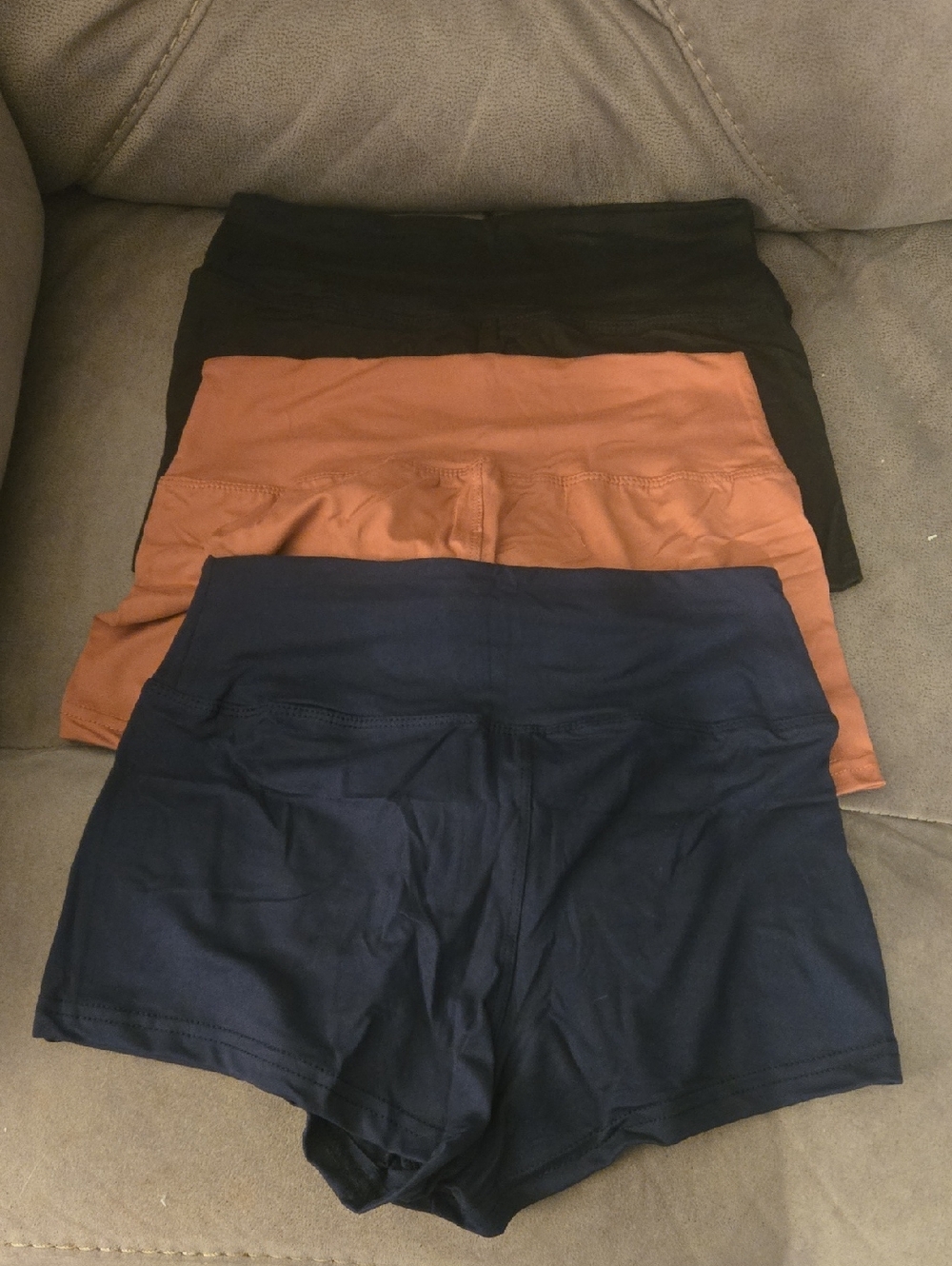 Women’s High-Rise Bike Shorts in Navy, Rust & Black
